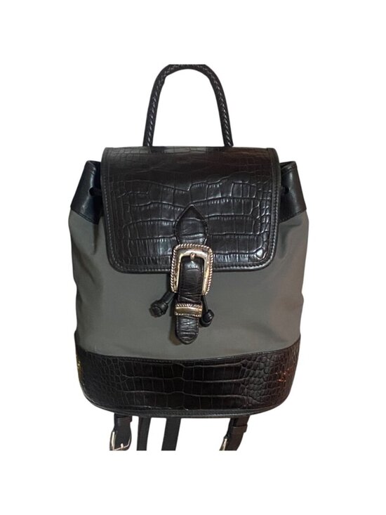 Brighton Black & Grey Faux Leather Croc-Embossed and Fabric Backpack main image 6